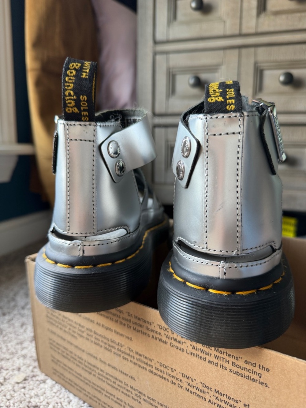 Dr. Martens Clarissa II Silver Platform Sandals - Picture 6 of 8